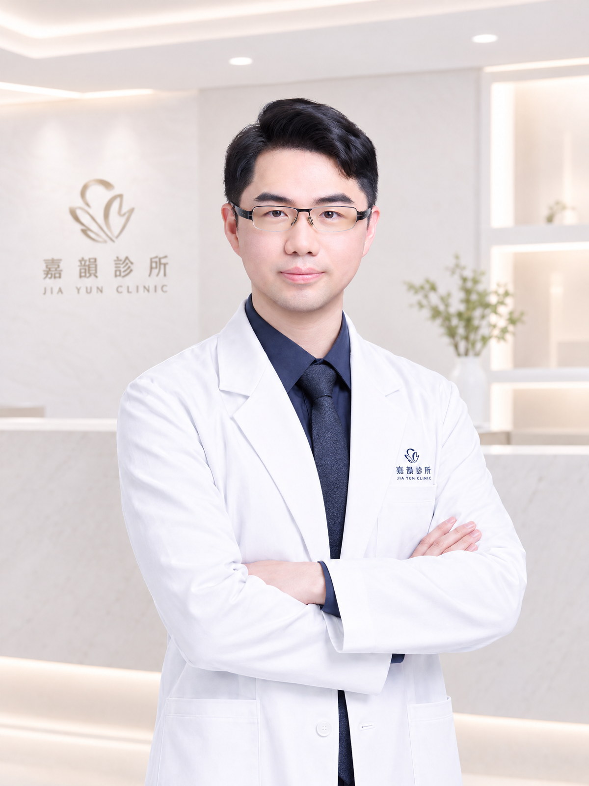 蕭竣元醫師 — 嘉韻骨科復健科診所主治醫師、骨科專科醫師(雙手交叉站姿)